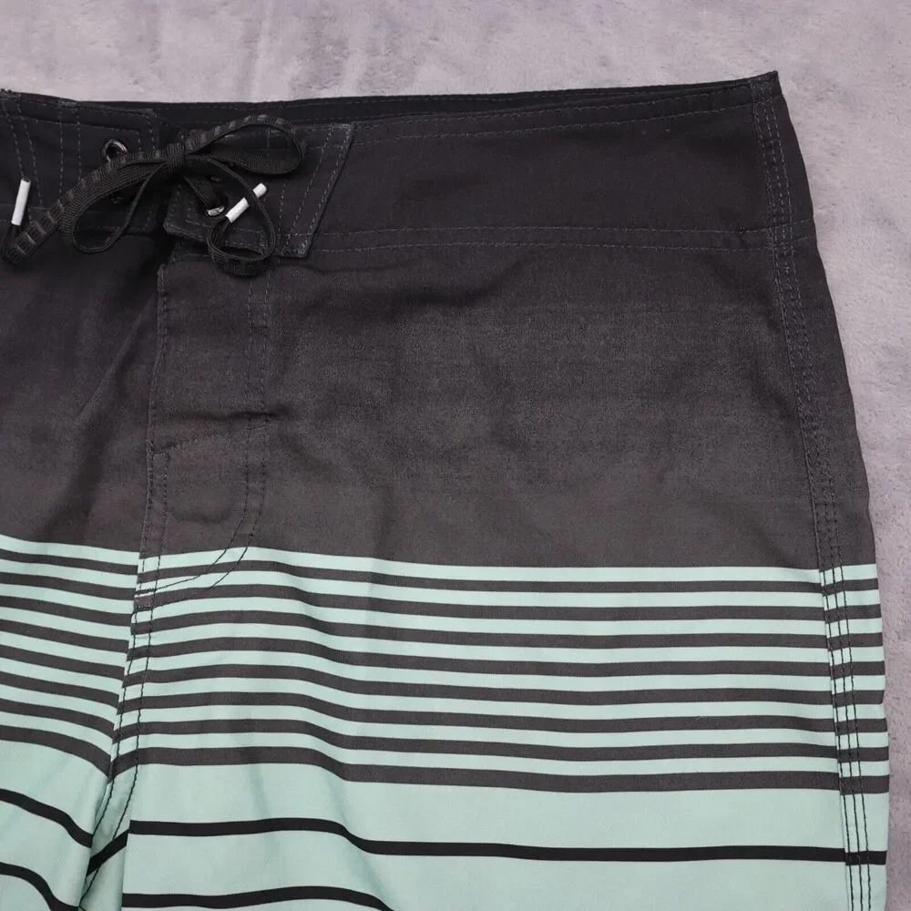 O Neill Shorts Mens 32 Multicolor Drawstring Zip Pocket Stripe Board Shorts
